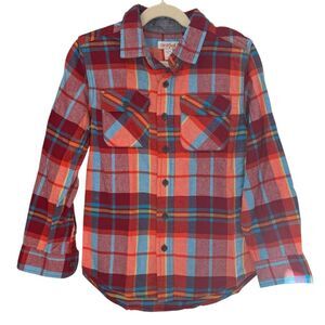 Cat & Jack Kids Long Sleeve Button Down Plaid Flannel Shirt. Small. 6-7. NEW.